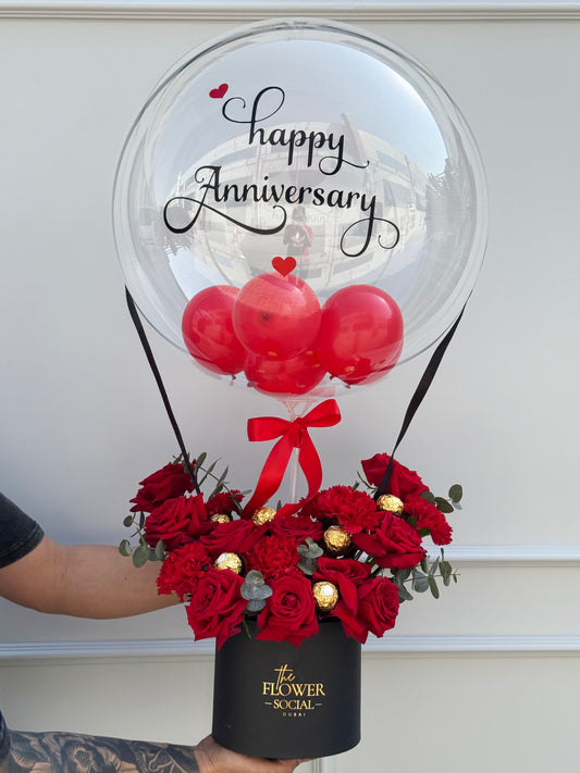Anniversary Hot Air Balloon Basket with Chocolates