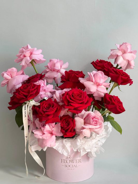 Romantic Pink & Red Rose Box