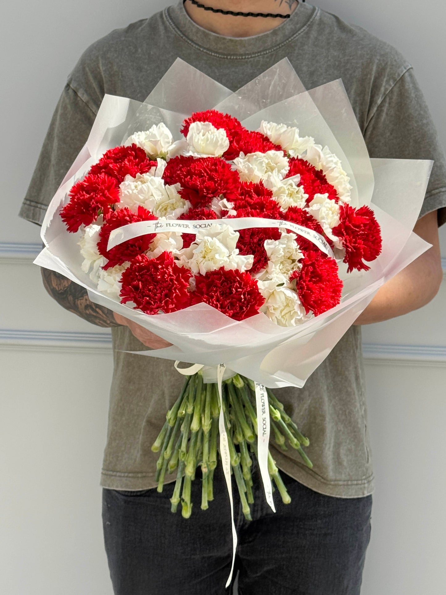Red & White Carnation Delight
